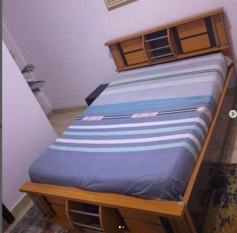 4 by 6 bed frame and mattress with side drawer (Lekki)