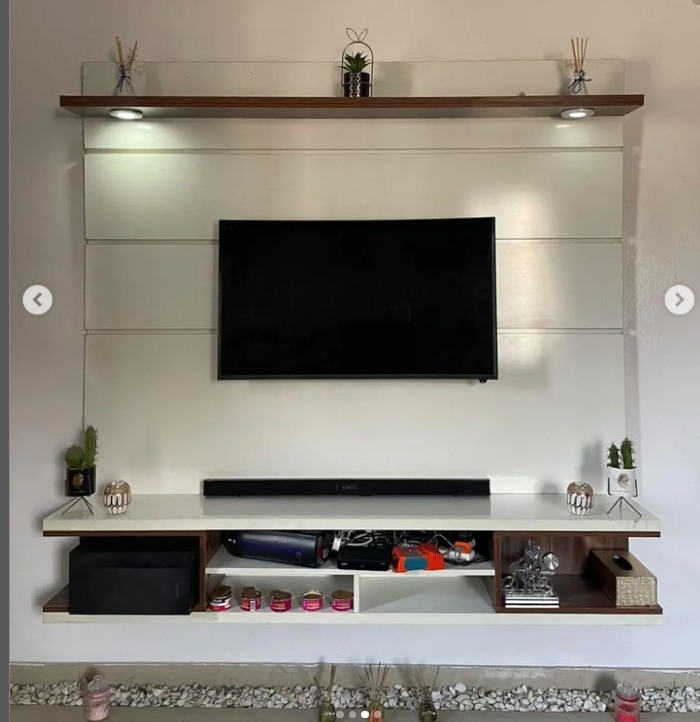 WALL CLADDING TV CONSOLE WITH LIGHT (Chevron Lekki) - Image 4